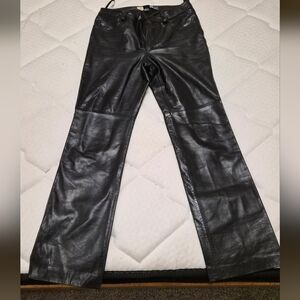 Genuine Black Leather Jeans